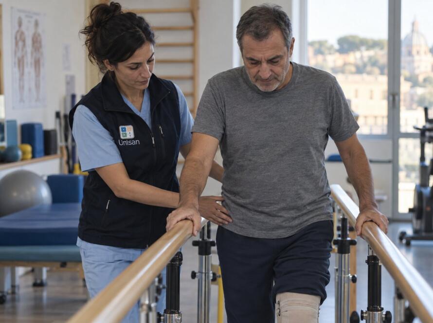 Fisioterapista Unisan durante una seduta di riabilitazione